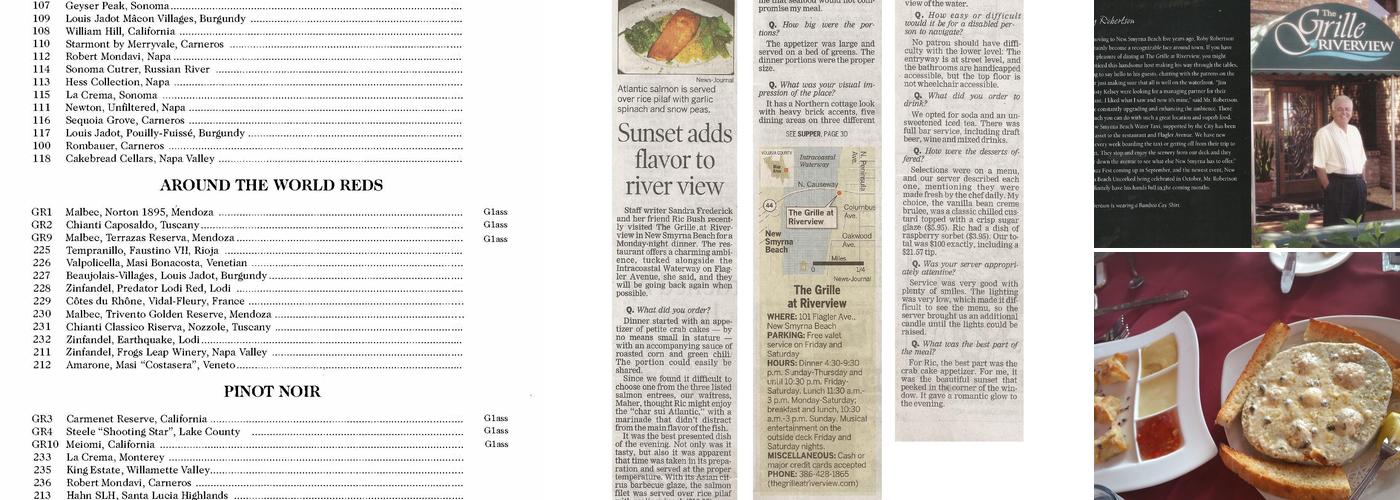 The Grille At Riverview Menu