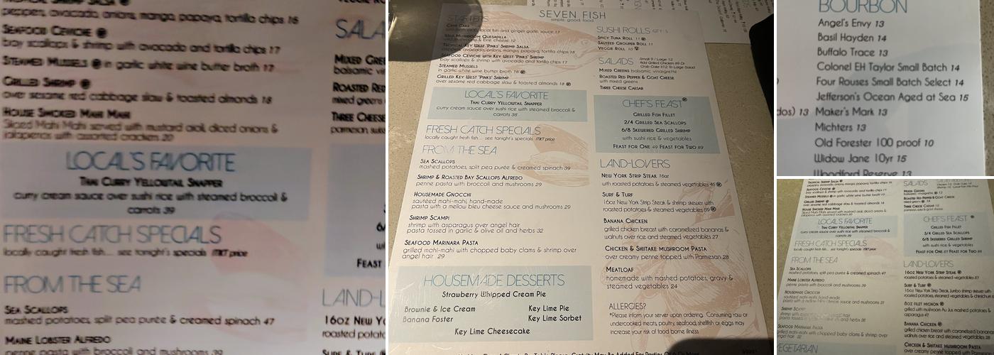 Seven Fish Menu