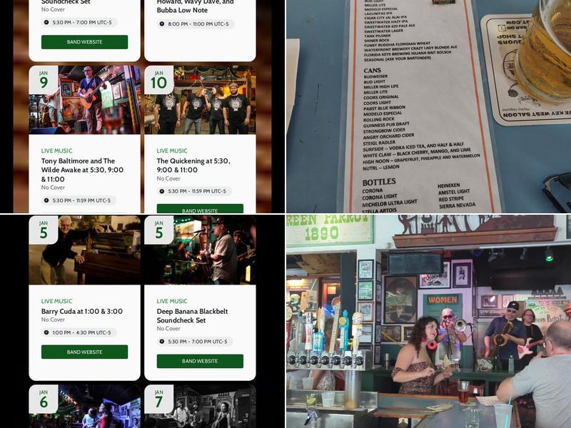 Green Parrot Bar Menu