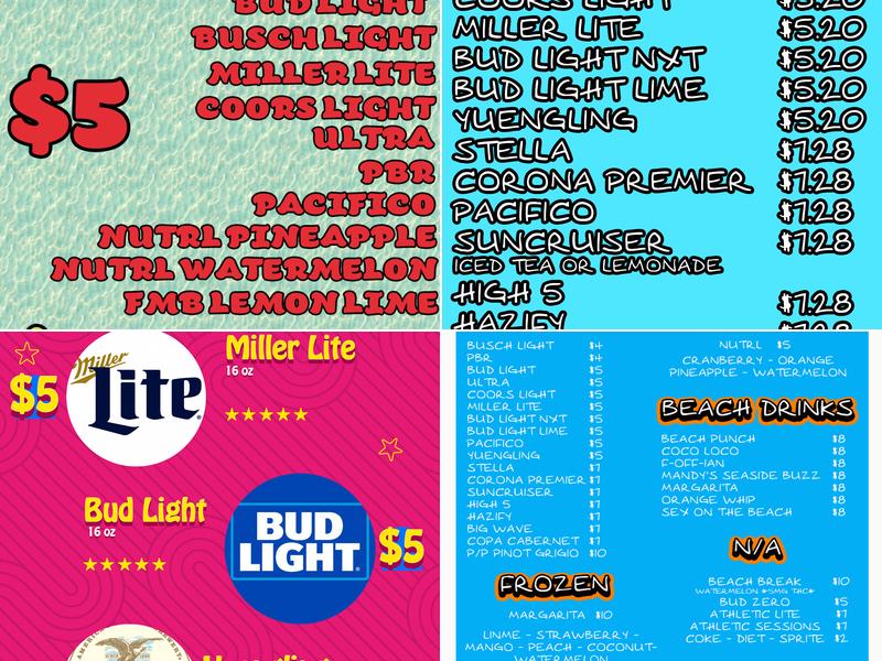 The Beach Bar Menu