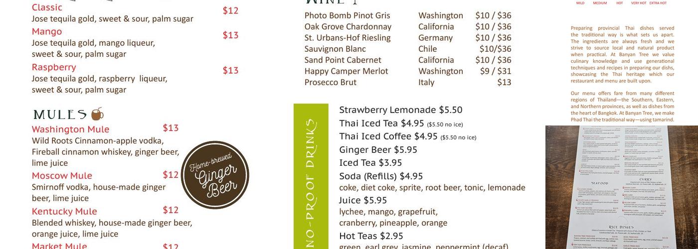 Banyan Tree Restaurant Menu