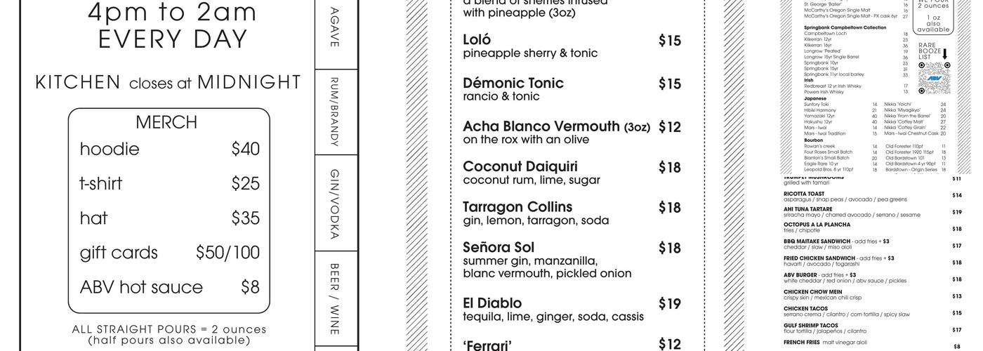 ABV Menu