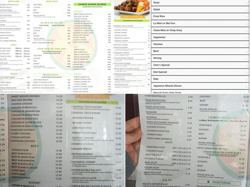 ASIAN PARADISE Menu