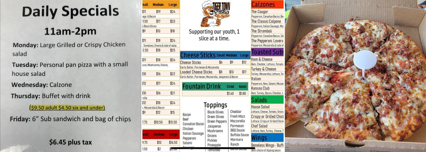 Tiger Town Pizza Menu