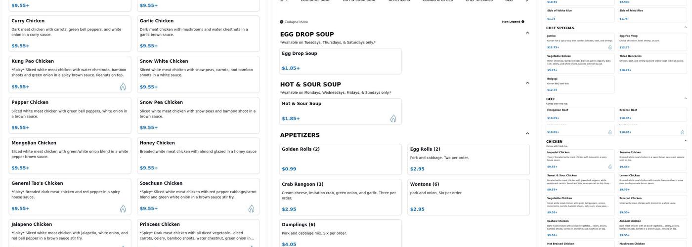 General Star Kitchen Menu