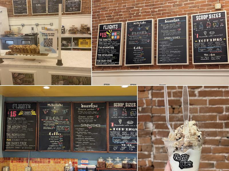 Betty Rae's Ice Cream Menu