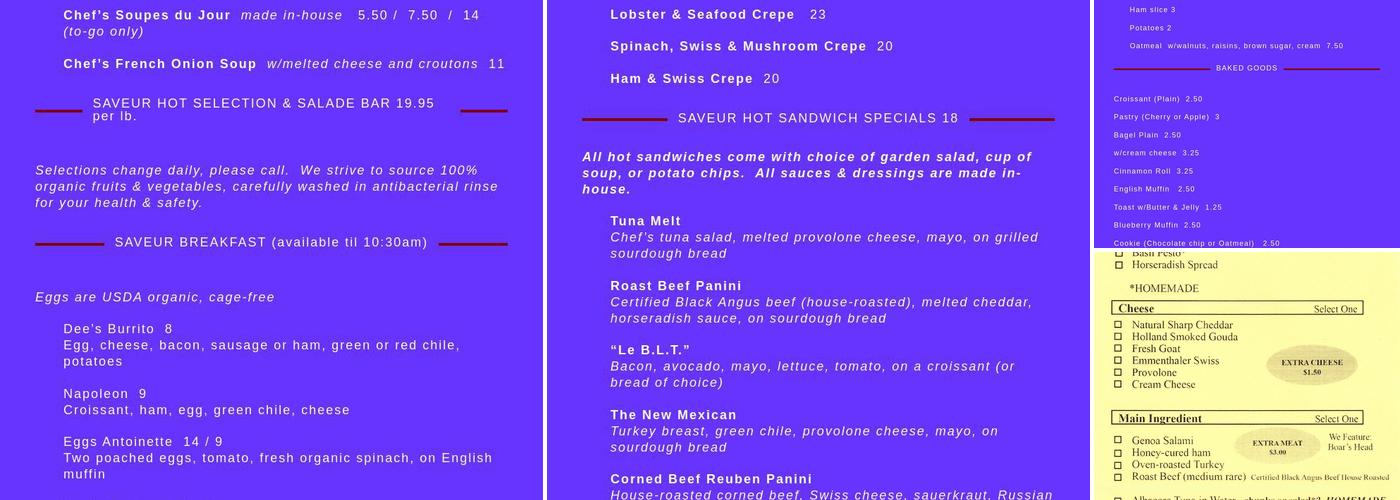 Saveur Menu