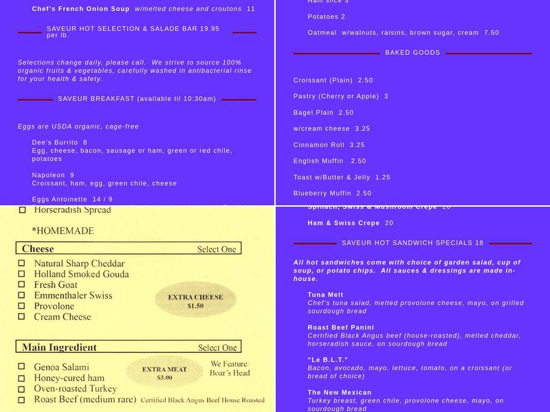 Saveur Menu