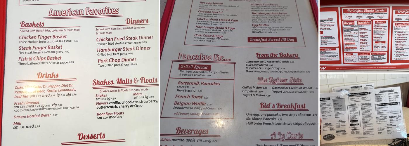 Hurricane's Cafe Menu