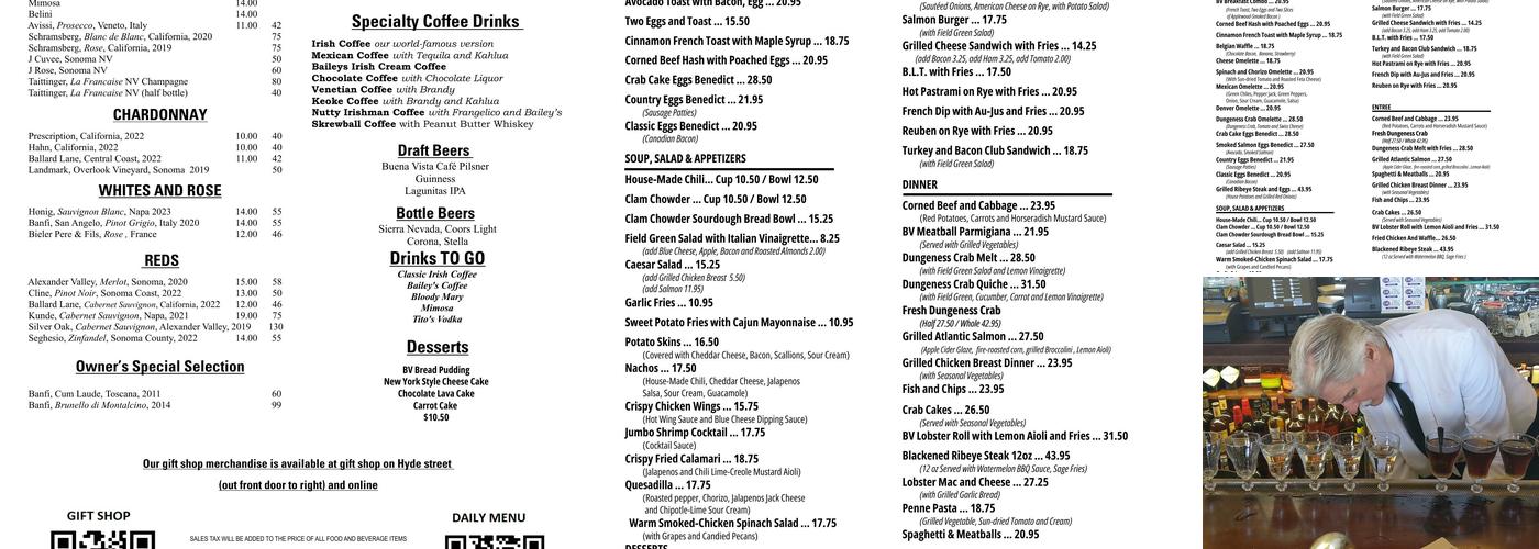 The Buena Vista Menu