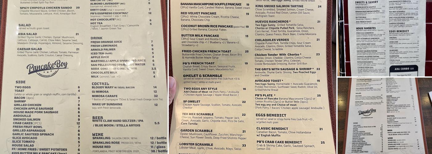 Pancake Boy Menu