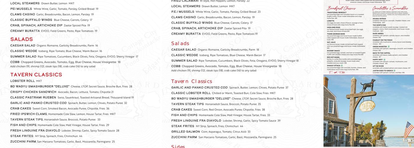 The Black Dog Tavern Menu