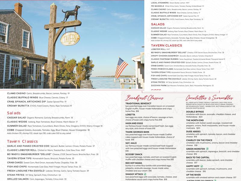 The Black Dog Tavern Menu