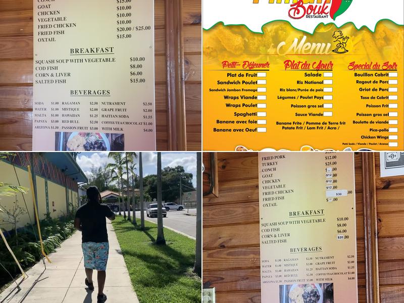 Piman Bouk Haitian Restaurant Menu