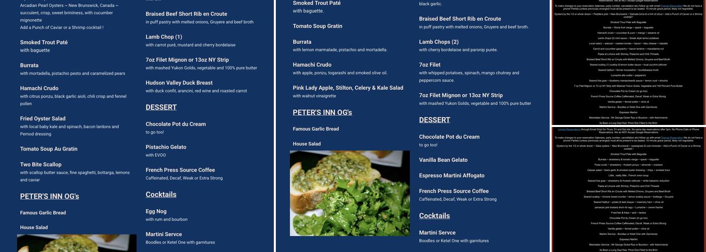 Peter's Inn Menu