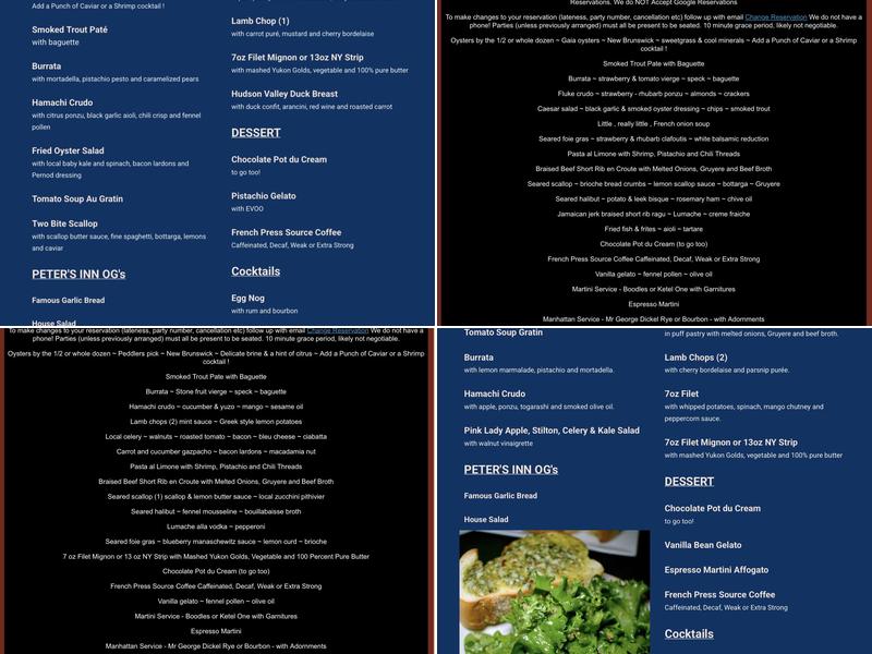 Peter's Inn Menu