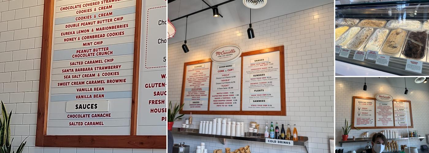 McConnell's Fine Ice Creams Menu