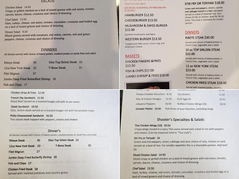 Shooters Bar & Grill Menu