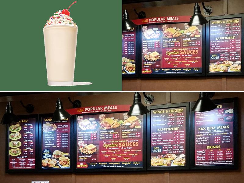 Zaxbys Chicken Fingers & Buffalo Wings Menu