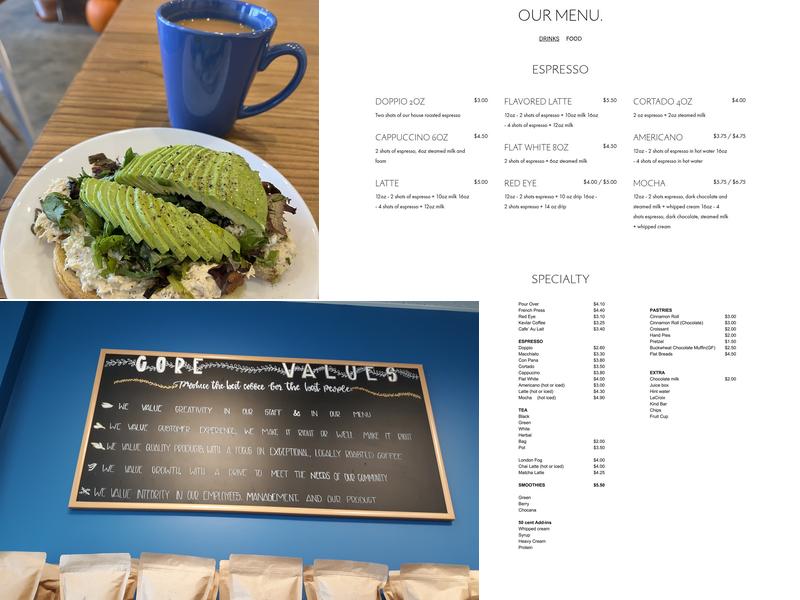Converge Coffee Roasters Menu