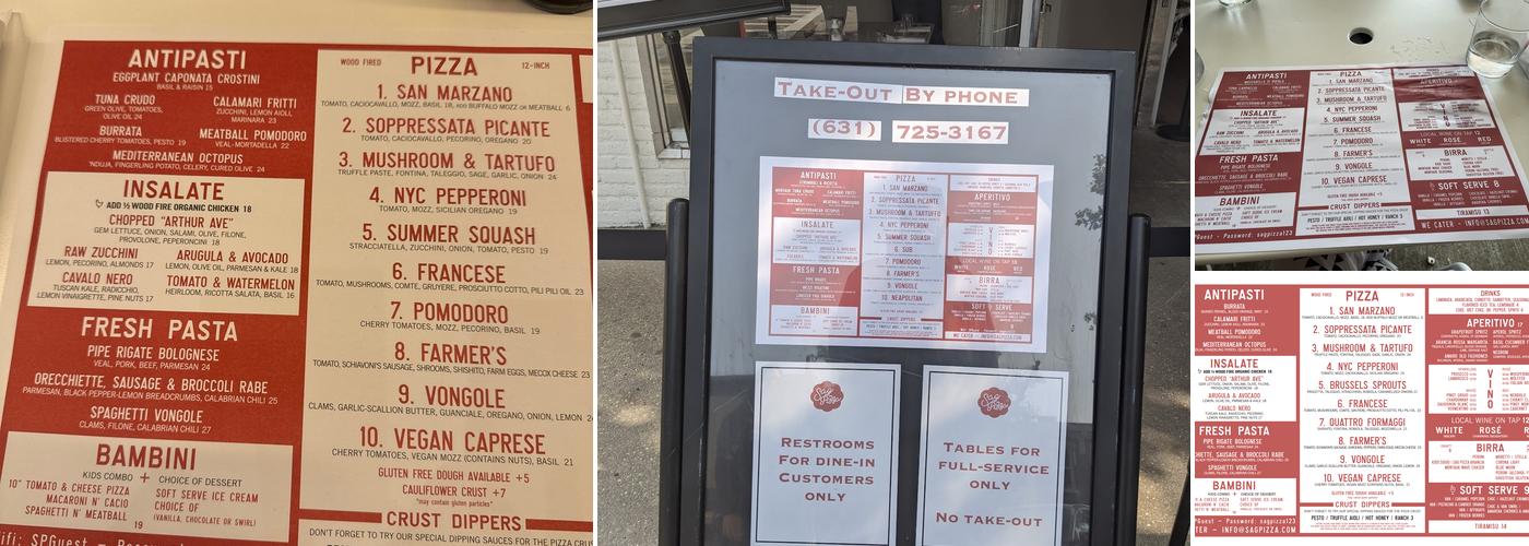 Sag Pizza Menu