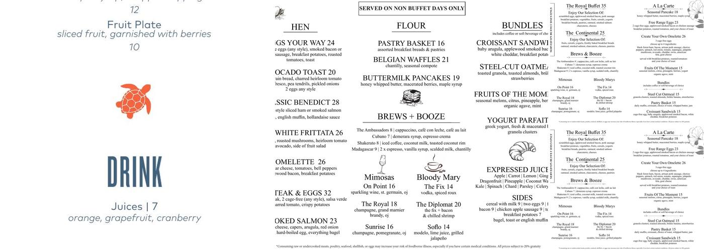 Point Royal Menu