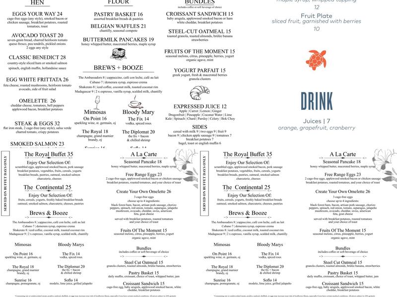 Point Royal Menu