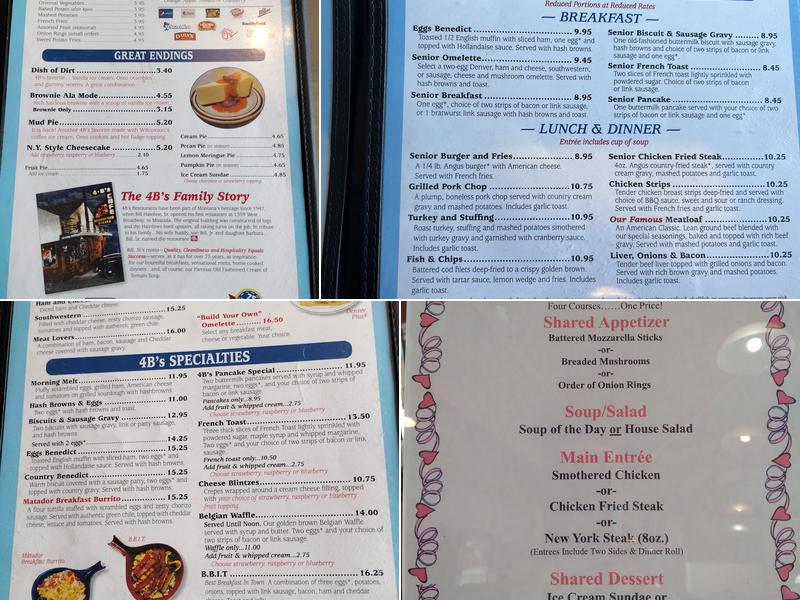 4B's Restaurant in Kalispell Menu
