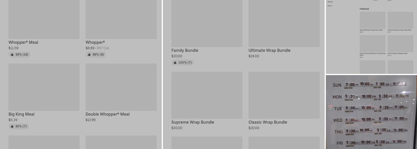 Burger King Menu