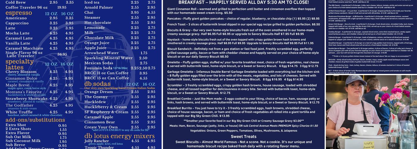 Double Barrel Coffee House Cafe Menu