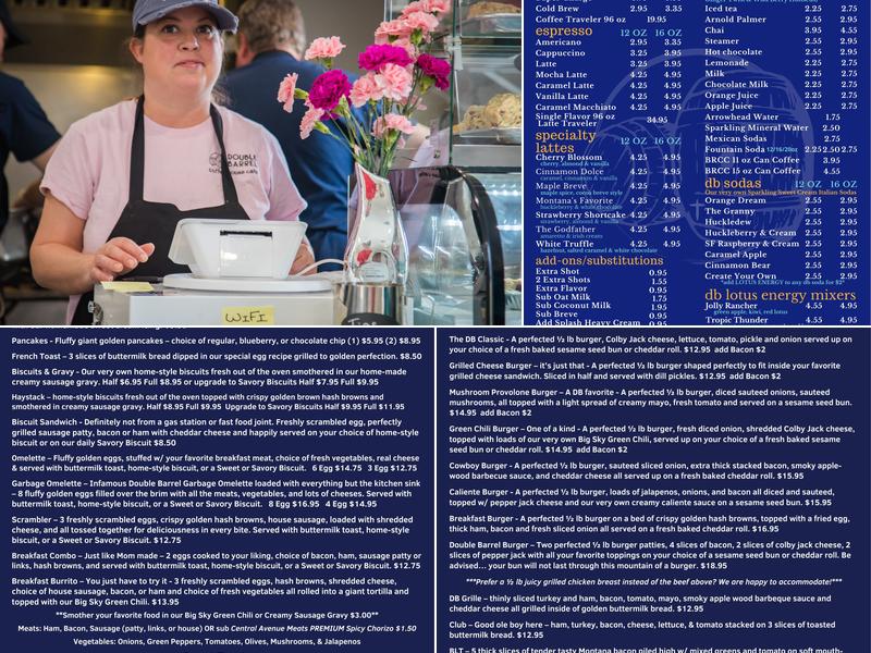 Double Barrel Coffee House Cafe Menu