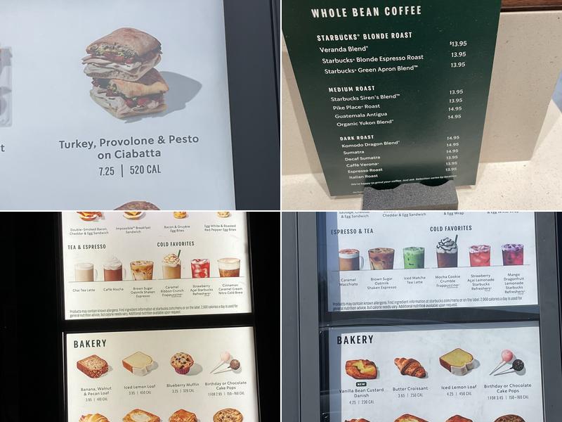 Starbucks Coffee Company Menu