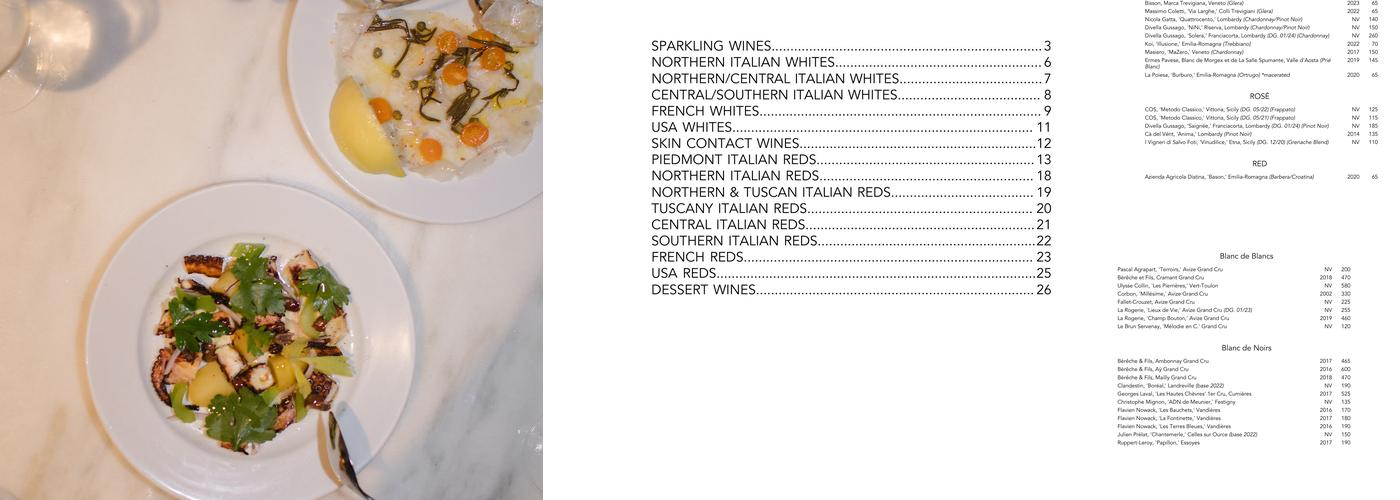 Altro Paradiso Menu