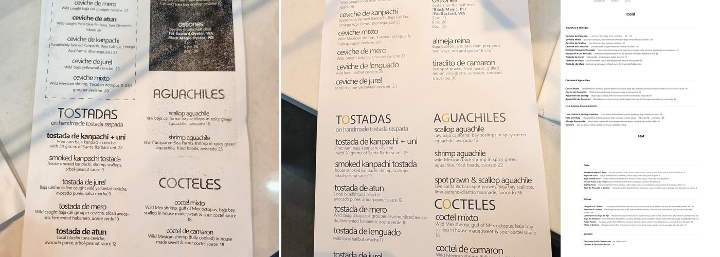 Holbox Menu
