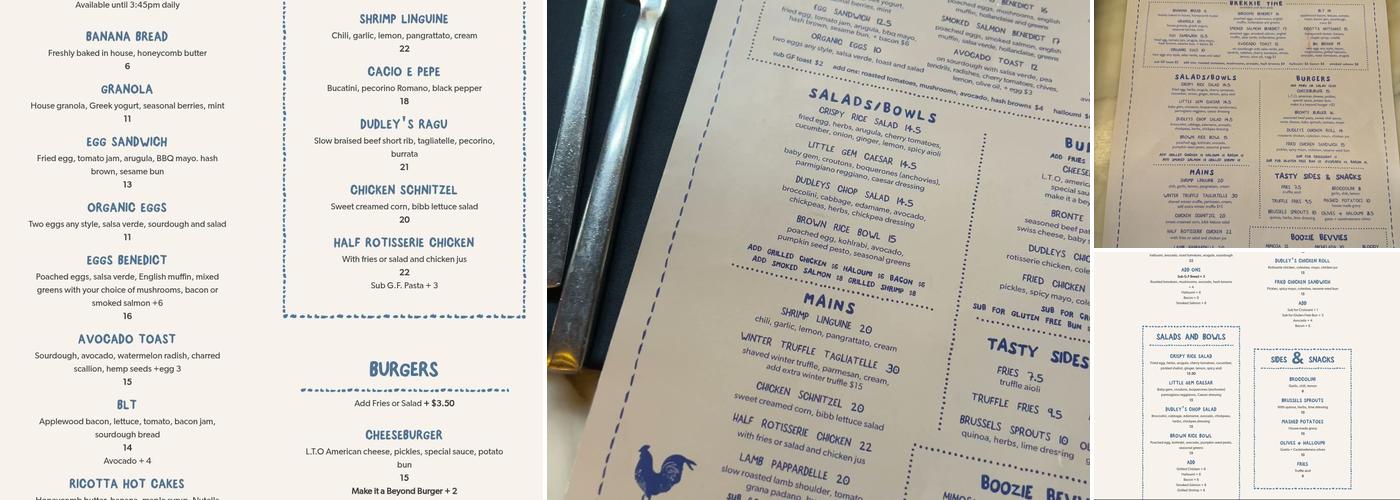 Dudleys Menu
