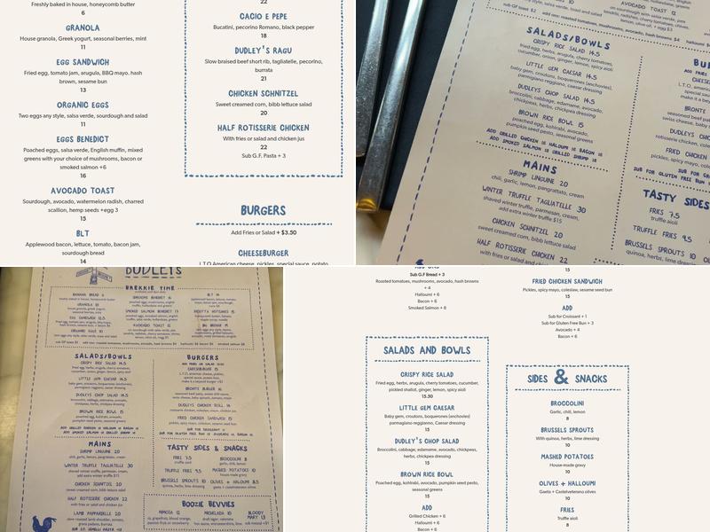 Dudleys Menu