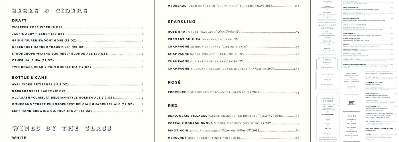 Buttermilk Channel Menu