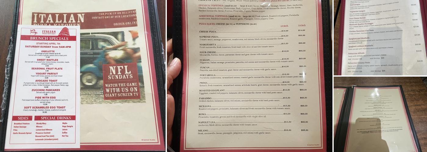 Italian Pizza Kitchen Menu