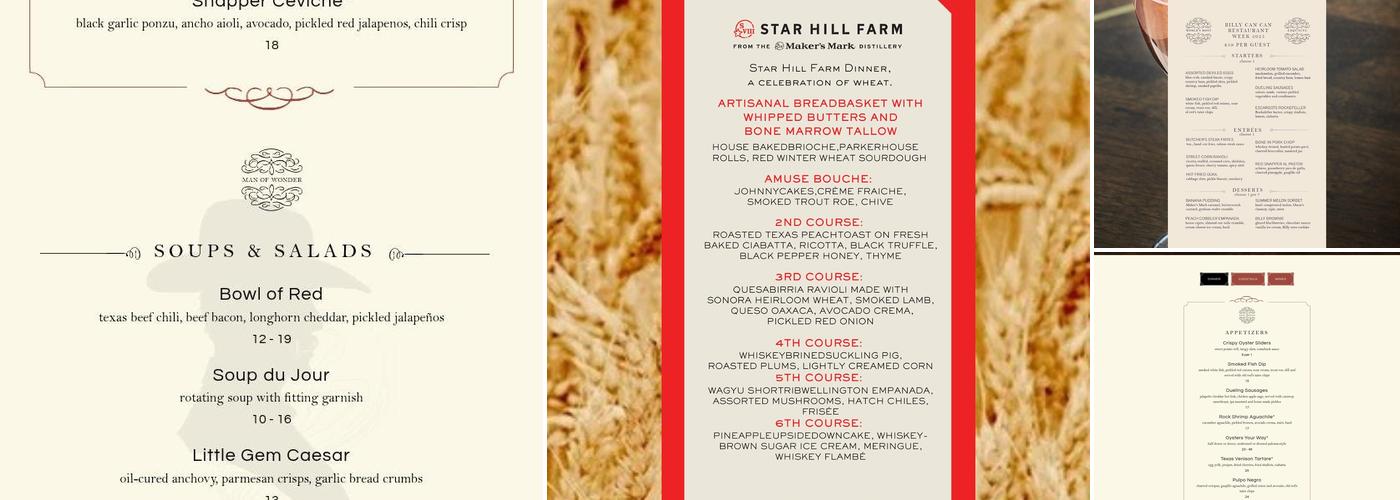 Billy Can Can Menu