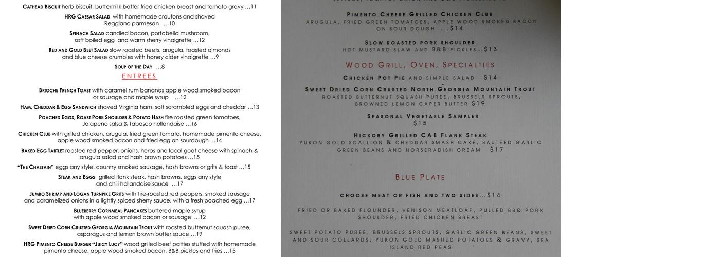 Horseradish Grill Menu