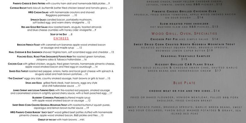 Horseradish Grill Menu