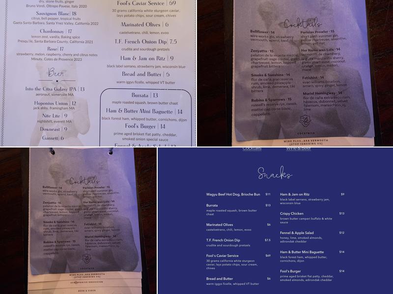 Fool's Errand Menu