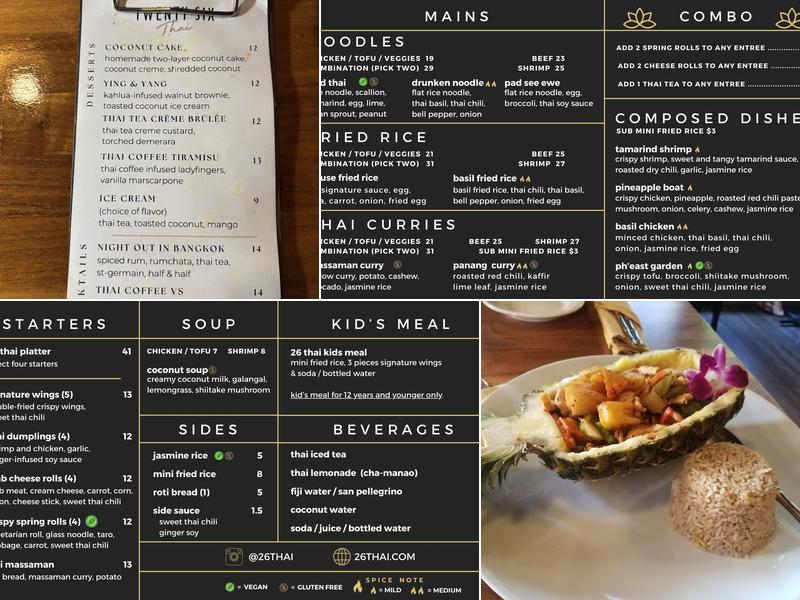 26 Thai Kitchen & Bar (Buckhead) Menu