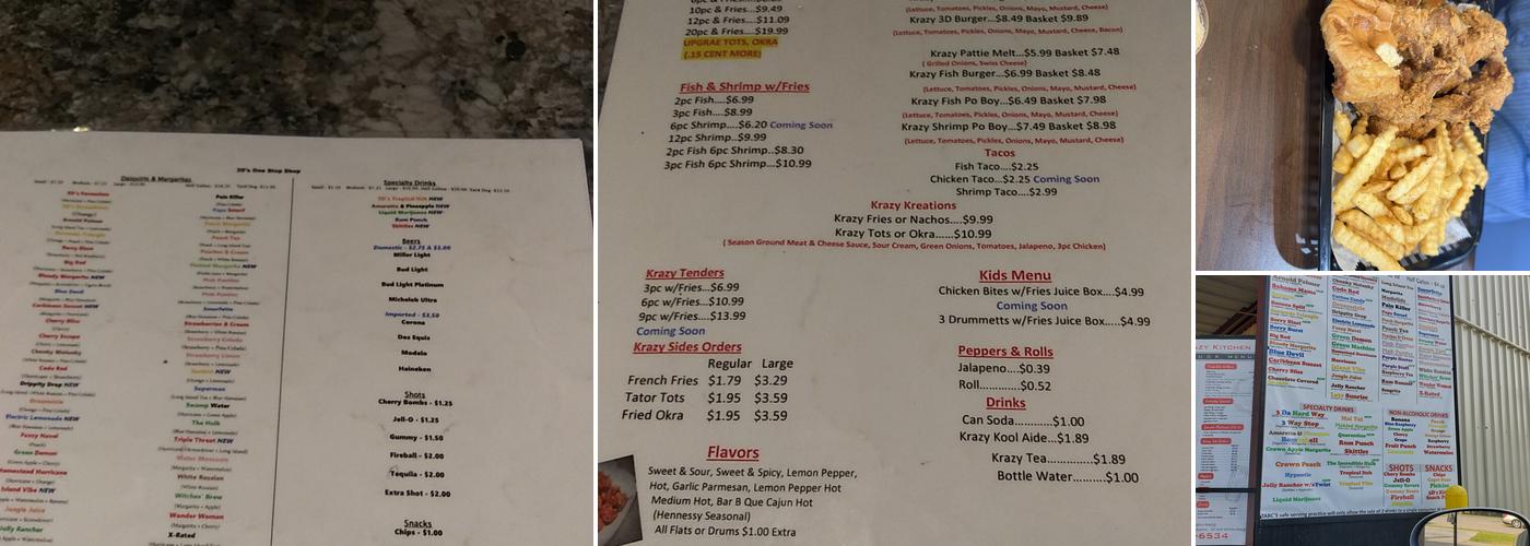 3D's KRAZY KITCHEN Menu