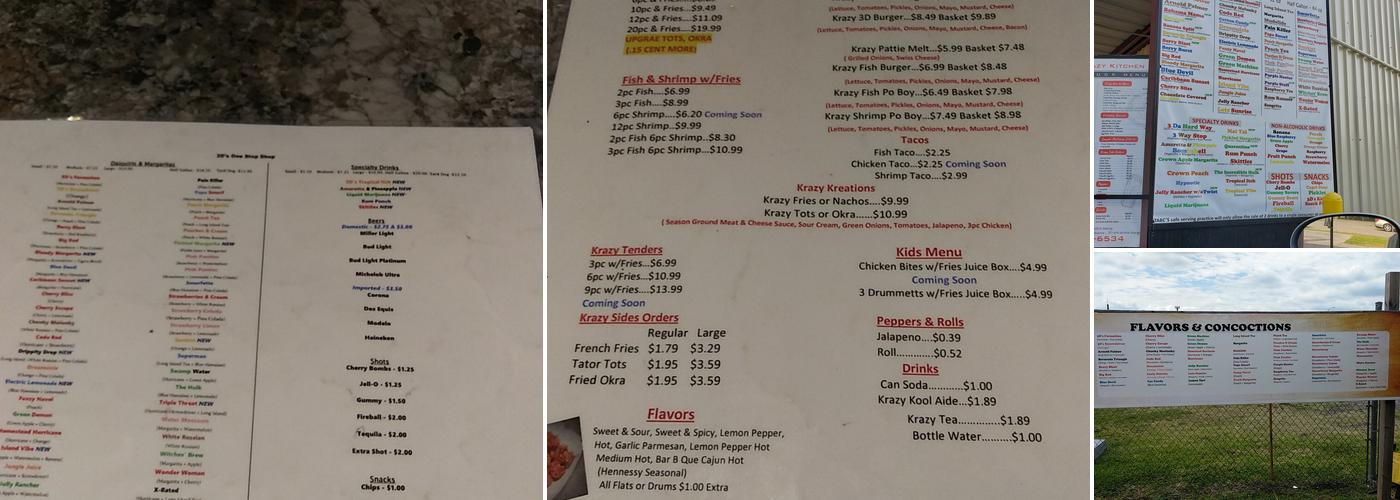 3D's KRAZY KITCHEN Menu