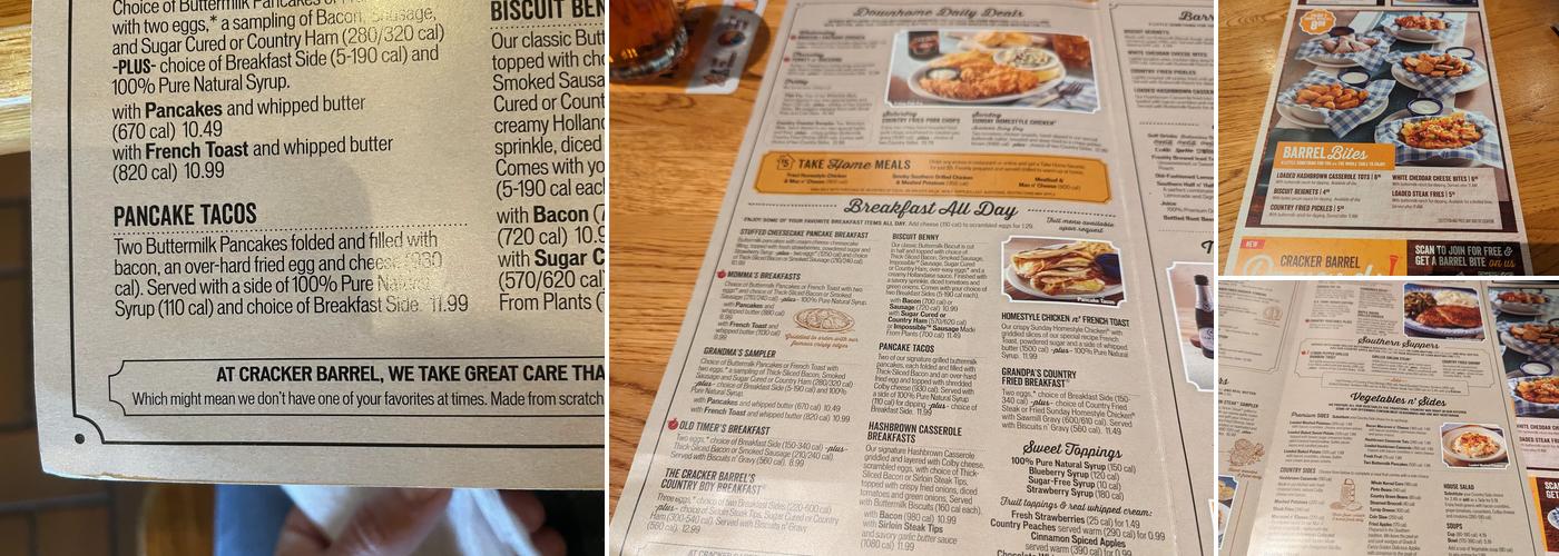Cracker Barrel Old Country Store Menu