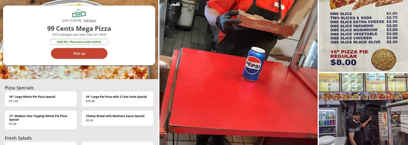 99¢ (Mega) Pizza Menu