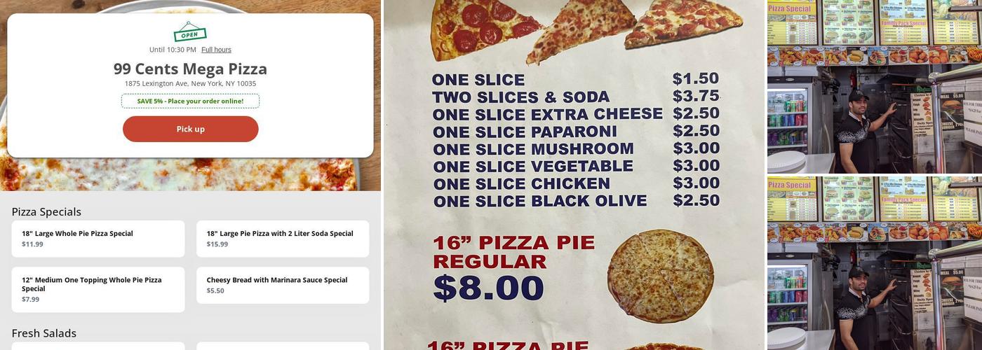 99¢ (Mega) Pizza Menu
