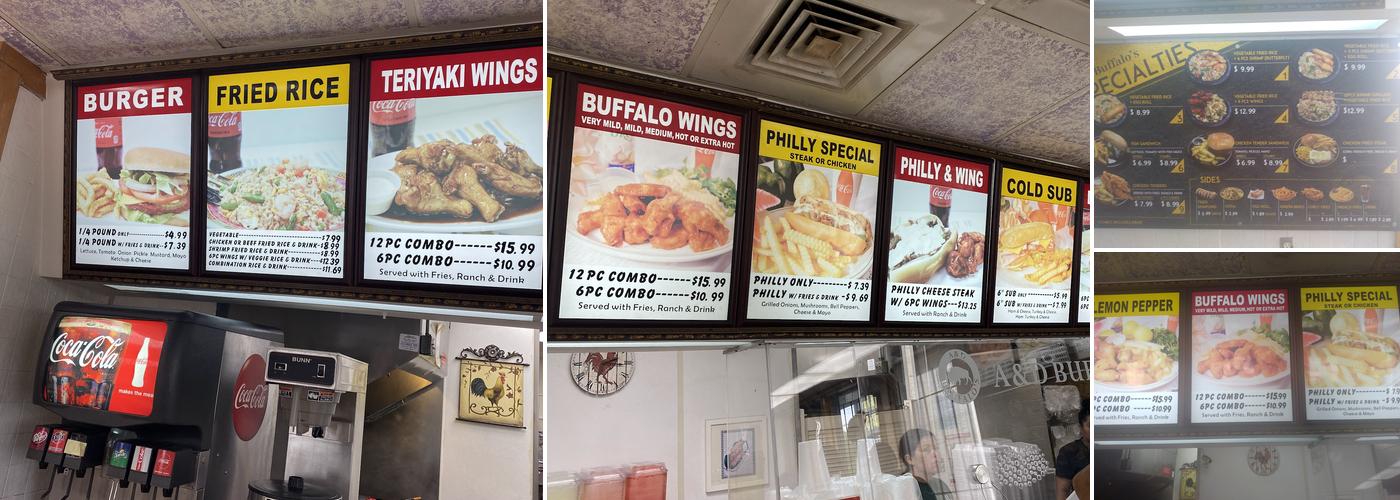 A & D Buffalo's Menu