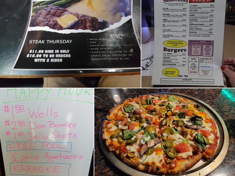 A & J's Music Room Menu